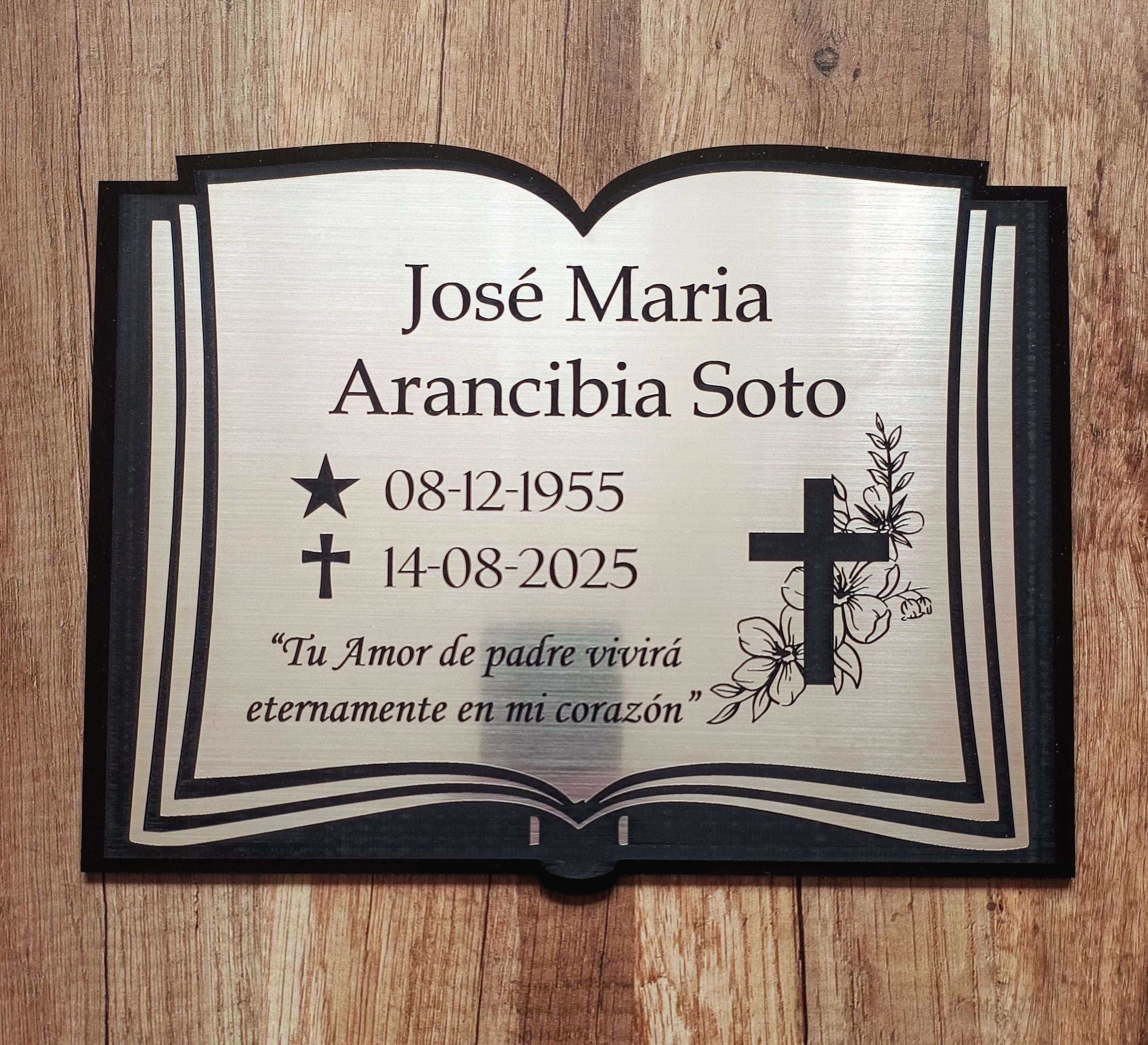 Placa funeraria o recordatoria personalizada en acrílico  para cementerio varios tamaños