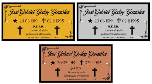 Placa funeraria o recordatoria personalizada en acrílico  para cementerio varios tamaños