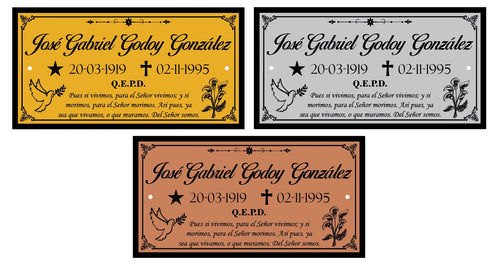 Placa funeraria o recordatoria personalizada en acrílico  para cementerio varios tamaños