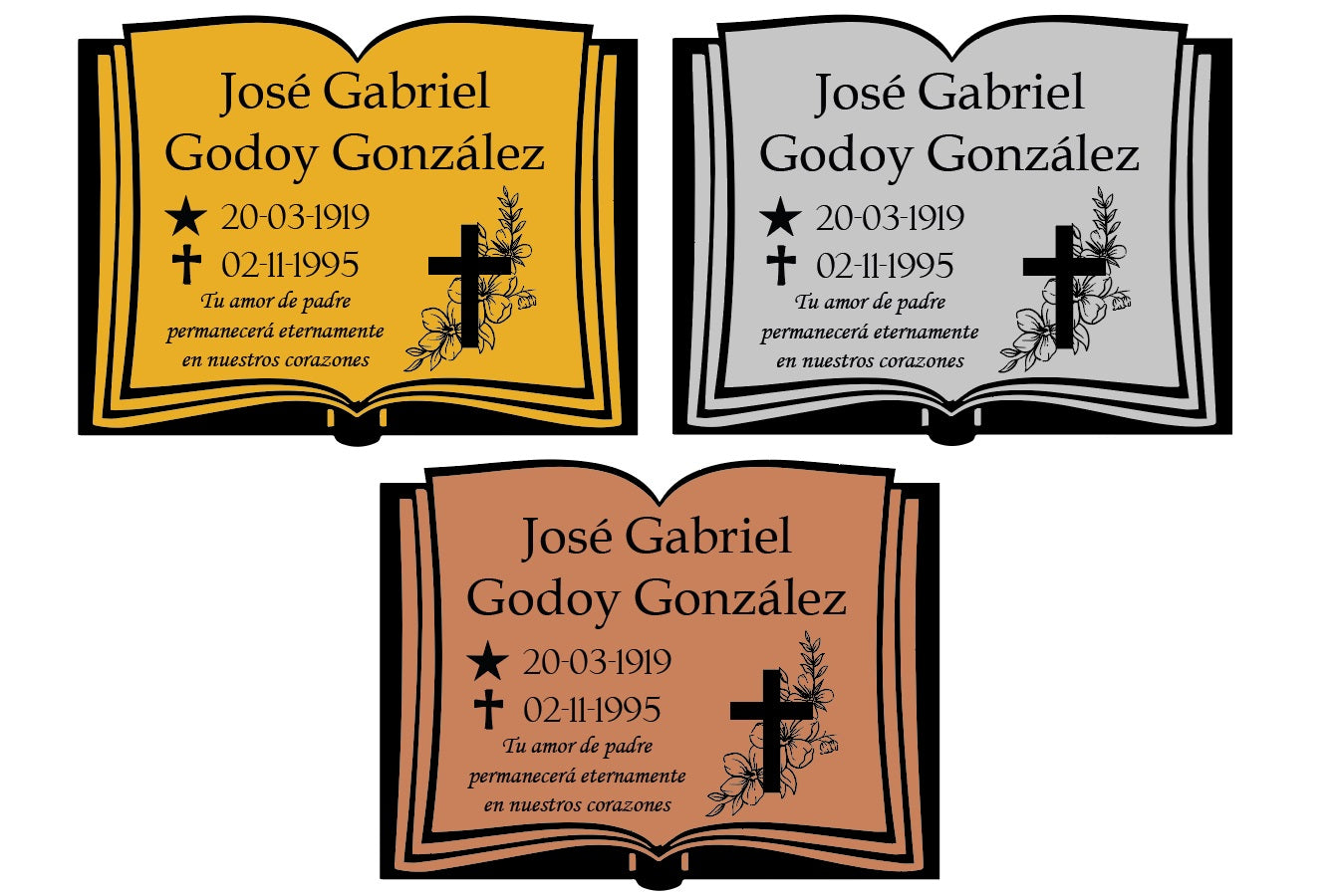 Placa funeraria o recordatoria personalizada en acrílico  para cementerio varios tamaños